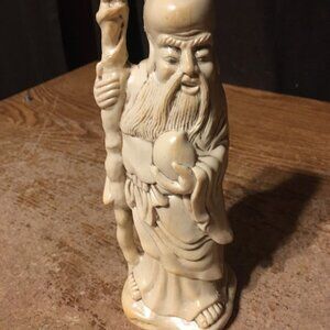 CHINESE WHITE FIGURE SHOU LAO GOD OF LONGEVITY 7 1/2"